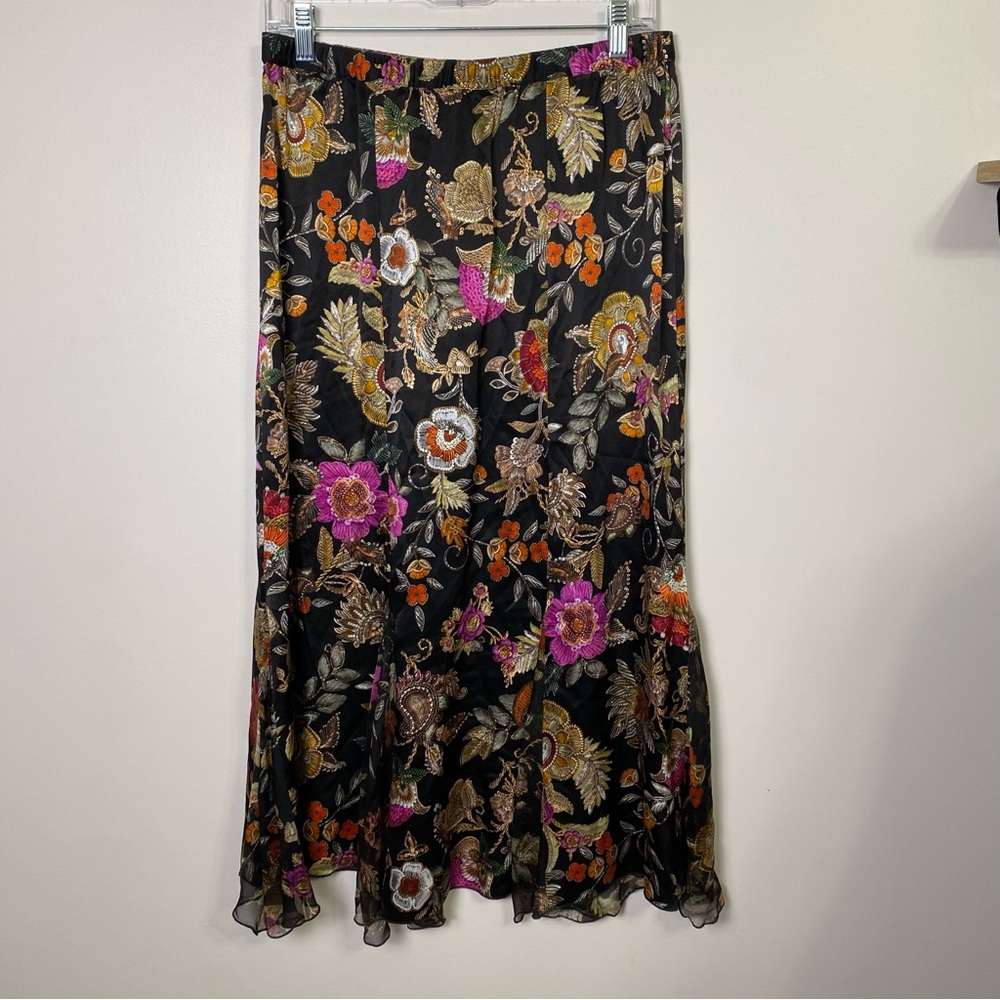 Nwt Johnny Was Capucine Lowri Black Floral Silk Maxi Skirt S — image 2 of 6